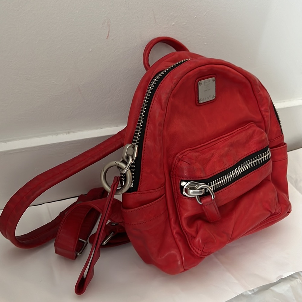 Red Mcm Mini Backpack - image 3